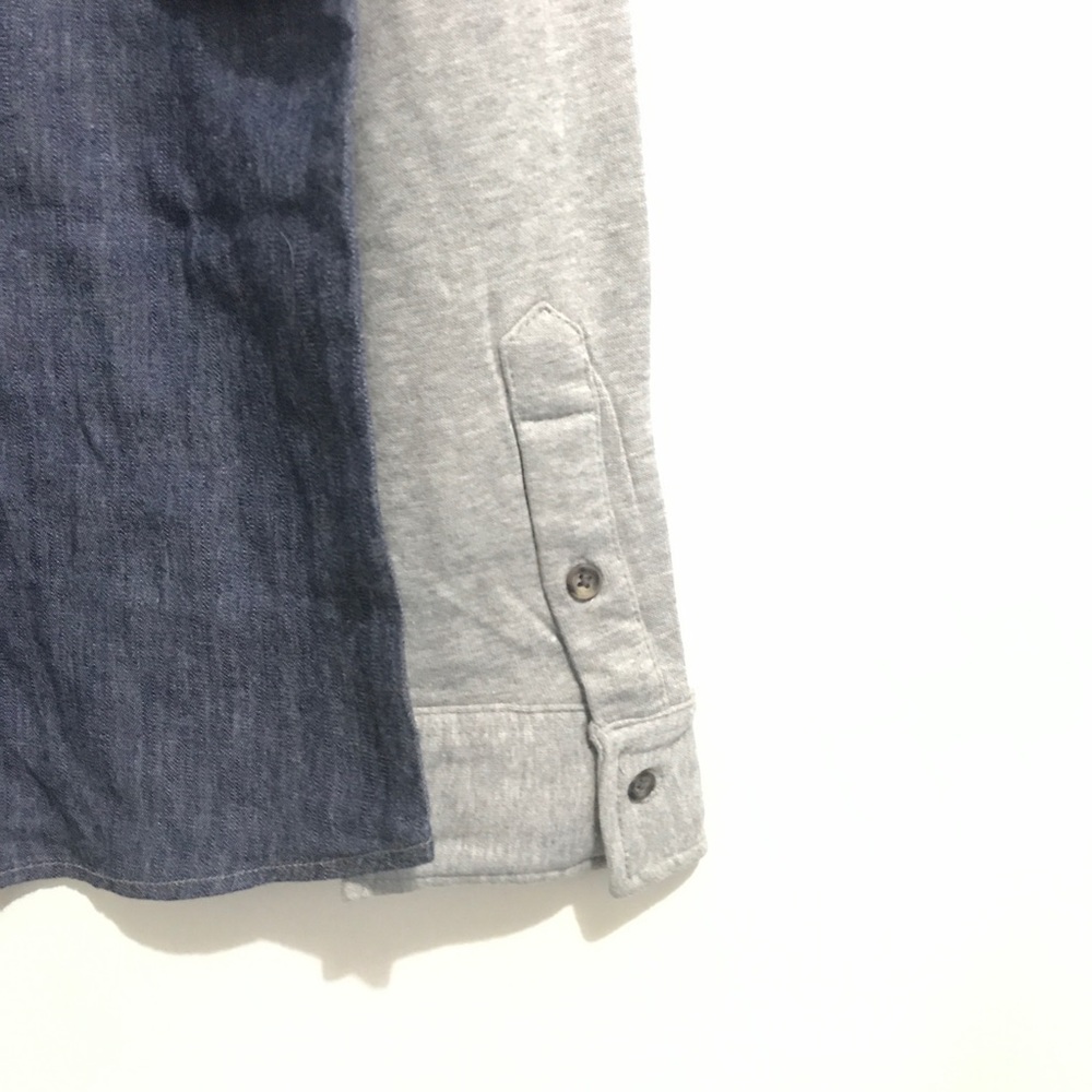 Denim button down shirt w gray fleece Long sleeve - Picture 6 of 8